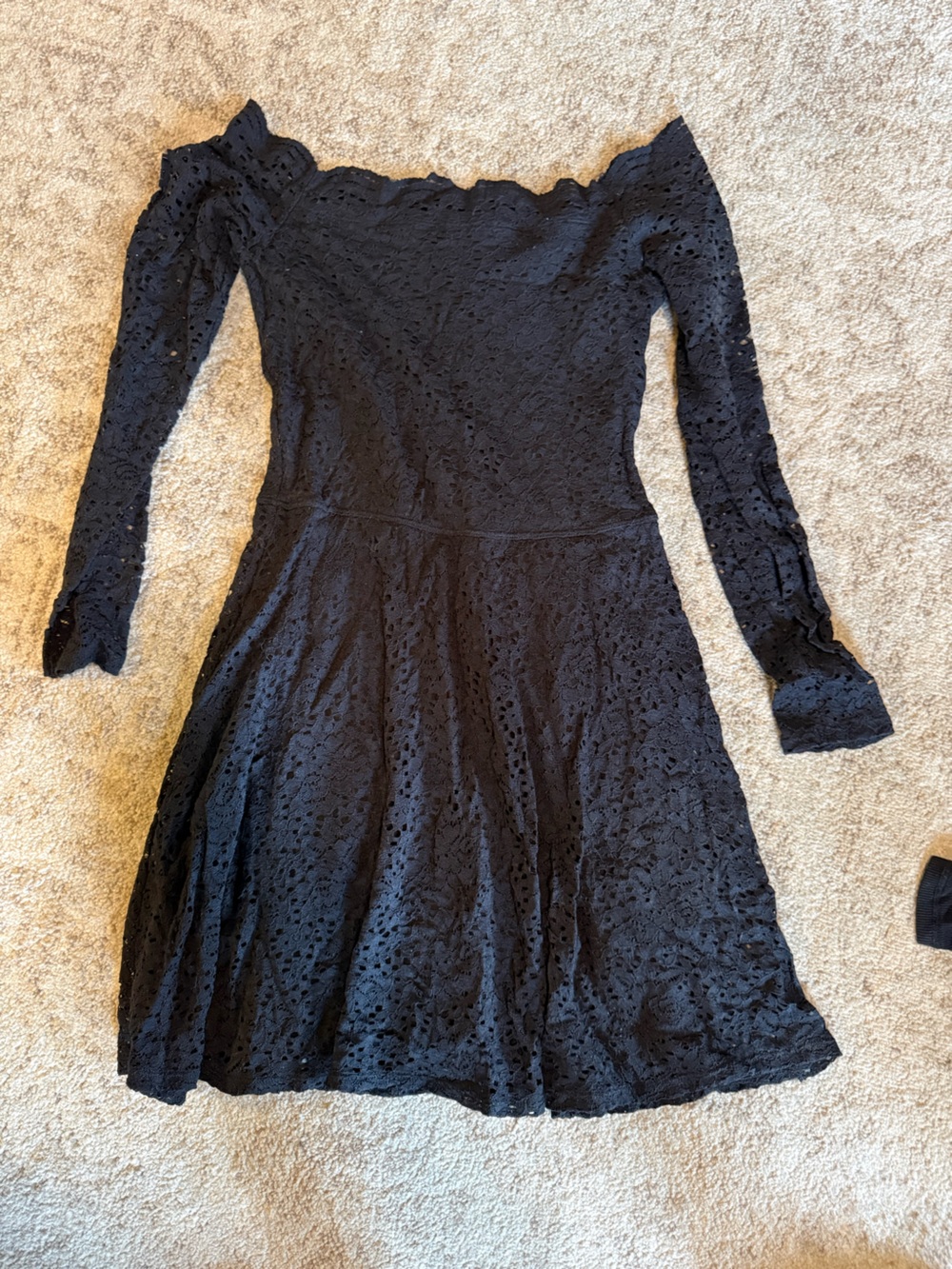 Y2K Hollister Black Lace Off-Shoulder Long-Sleeve Dress